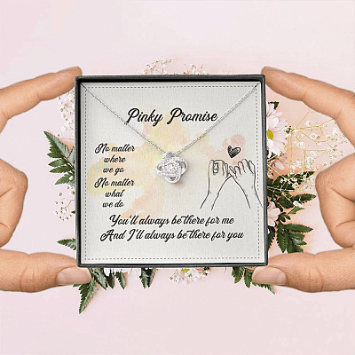 Pinky Promise No Matter Where We Go No Matter What We Do Love Knot Pendant Necklace