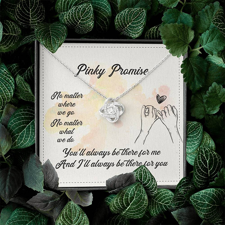 Pinky Promise No Matter Where We Go No Matter What We Do Love Knot Pendant Necklace