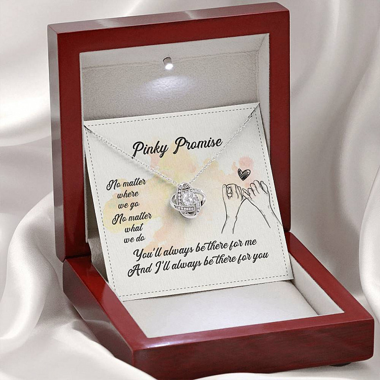 Pinky Promise No Matter Where We Go No Matter What We Do Love Knot Pendant Necklace