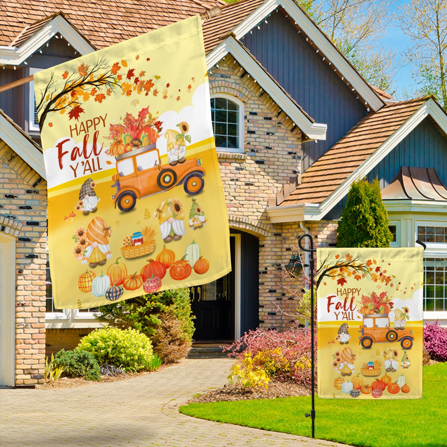 3KNG. Happy Fall Yall 30x40 Garden & House Mockup 3