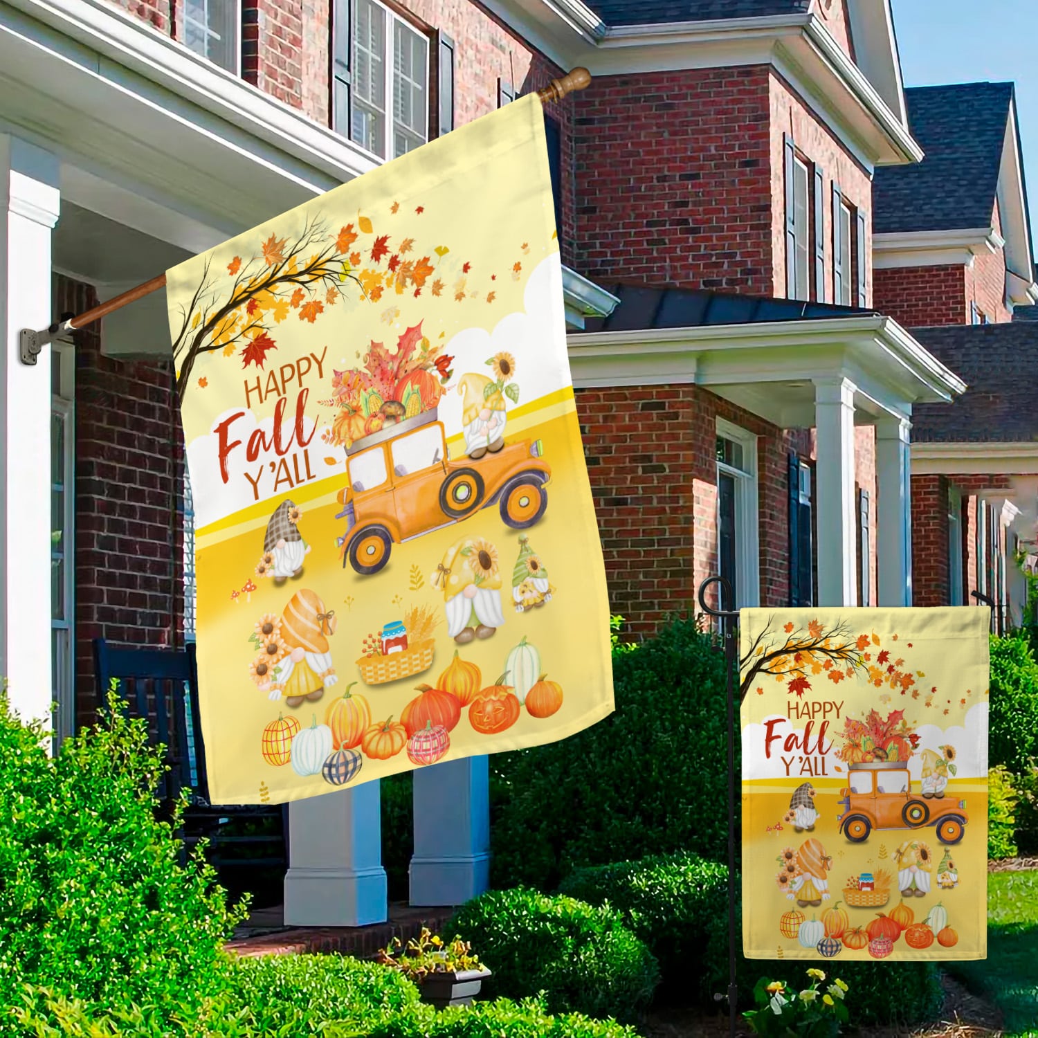 3KNG. Happy Fall Yall 30x40 Garden & House Mockup 2