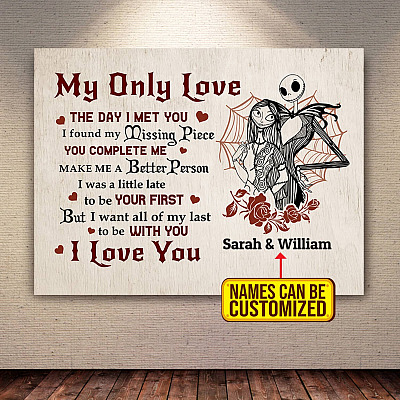 My Only Love The Day I Met You I Found My Missing Piece Personalized Name Couple Framed Canvas Prints - Unframed Poster