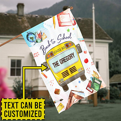Alternative view of Personalized School Bus Welcome Back To School Garden Flag - House Flag - Wall Flag