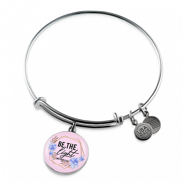 Christian Be the Light Matthew 5 14 Floral Circle Pendant Necklace