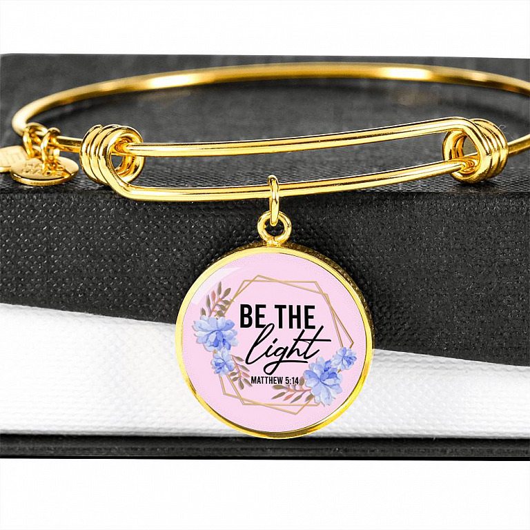 Christian Be the Light Matthew 5 14 Floral Circle Pendant Necklace
