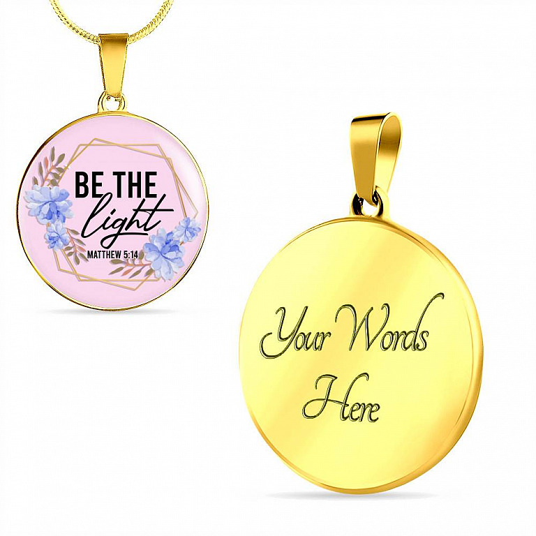Christian Be the Light Matthew 5 14 Floral Circle Pendant Necklace