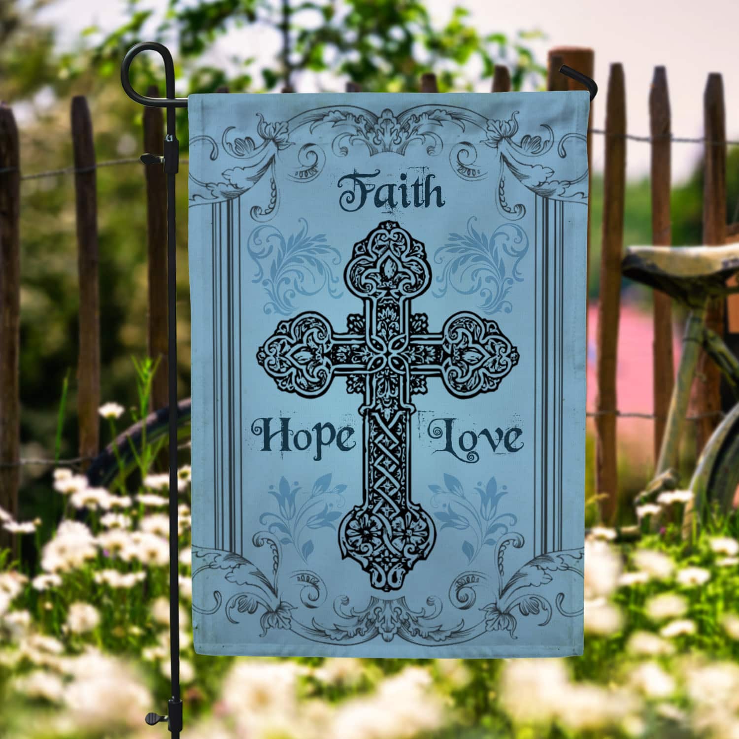 3MH. Faith Hope Flag 30x40 Garden Flag Mockup 6