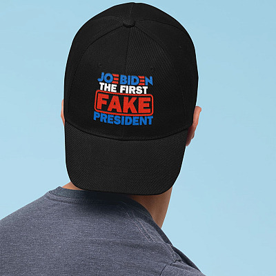 Alternative view of Joe Biden the First Fake President Funny Anti Joe Biden Twill Cap - High-Profile Snapback Hat