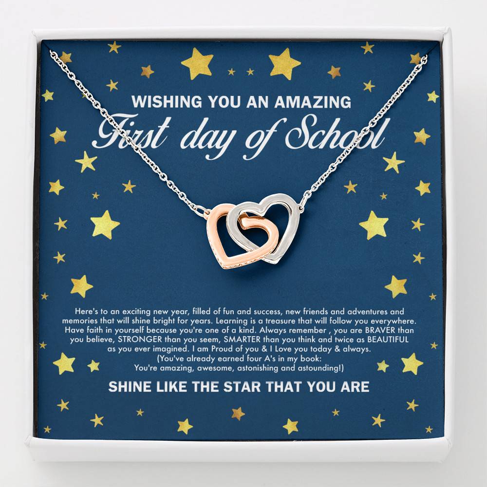 Wishing You an Amazing First Day of School Shine Like the Star Interlocking Hearts Pendant Back to School Necklace - Interlocking Hearts Necklace Wishing You an Amazing First Day of School Shine Like the Star Interlocking Hearts Pendant Back to School Necklace - Interlocking Hearts Necklace