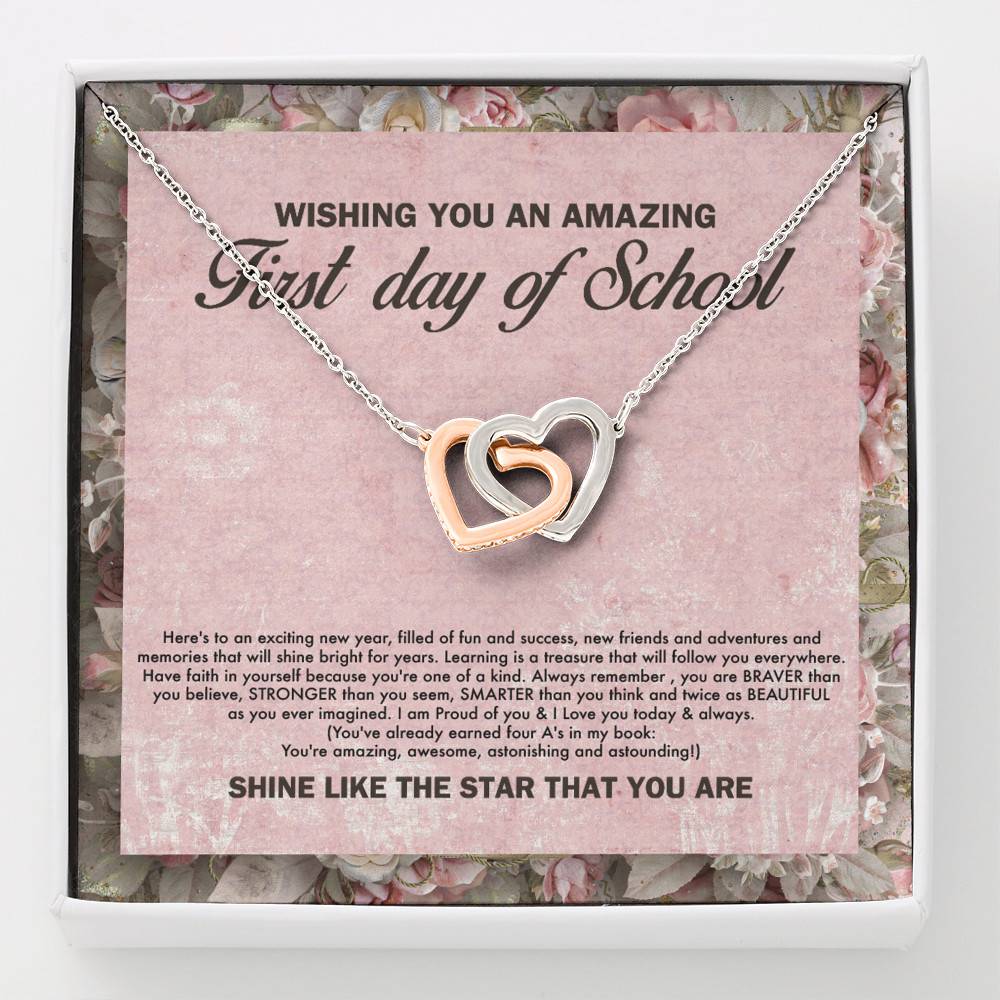 Wishing You an Amazing First Day of School You're Amazing Interlocking Hearts Pendant Back to School Necklace - Interlocking Hearts Necklace Wishing You an Amazing First Day of School You're Amazing Interlocking Hearts Pendant Back to School Necklace - Interlocking Hearts Necklace