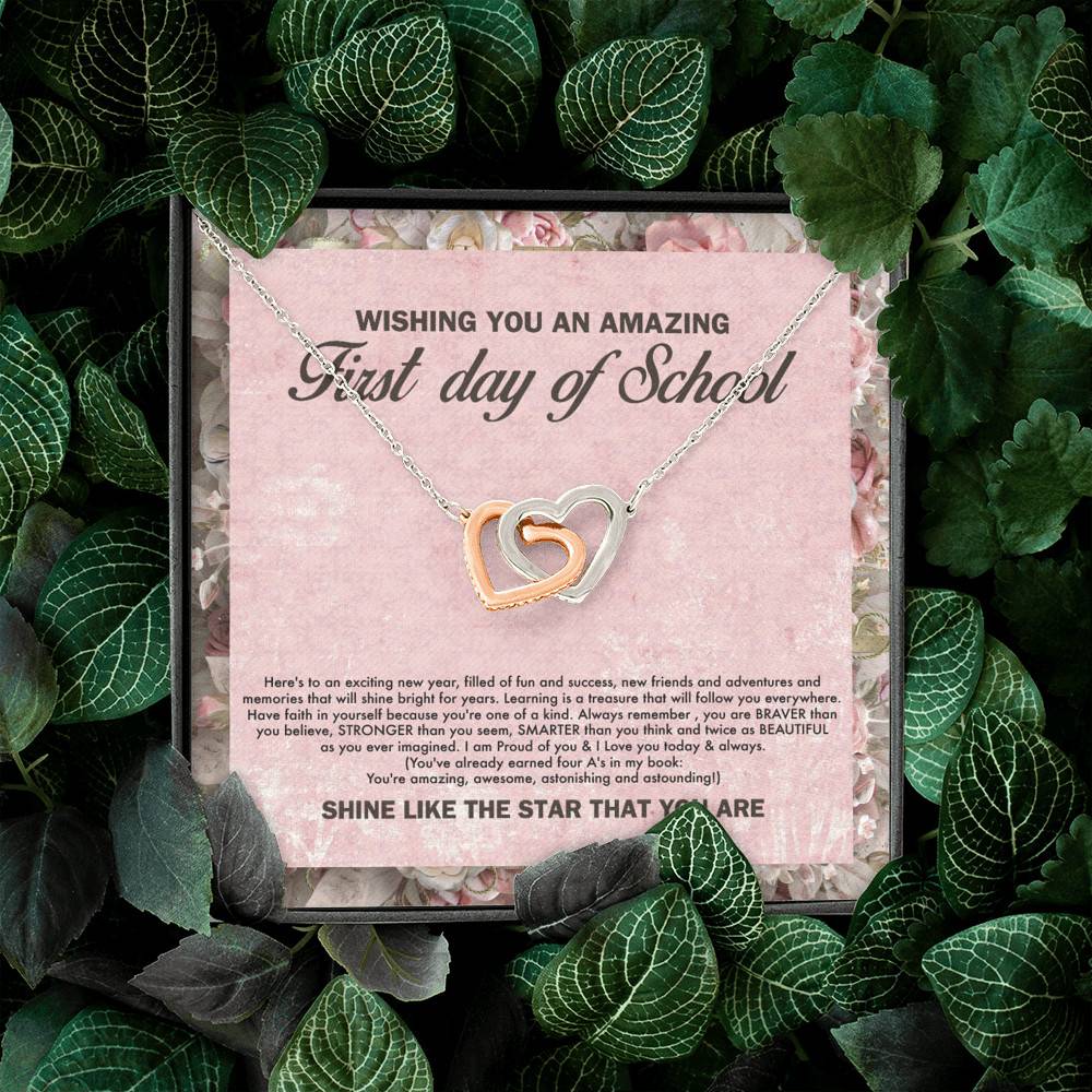 Wishing You an Amazing First Day of School You're Amazing Interlocking Hearts Pendant Back to School Necklace Wishing You an Amazing First Day of School You're Amazing Interlocking Hearts Pendant Back to School Necklace