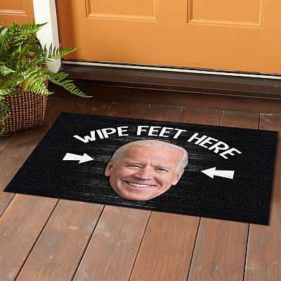Alternative view of Wipe Feet Here Biden House Doormat - Outdoor Indoor Doormat - Funny Anti Biden Doormat