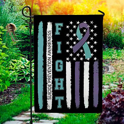 Alternative view of Fight American Flag Suicide Prevention Awareness Garden Flag - House Flag - Wall Flag