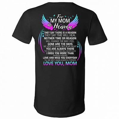 mom in heaven shirt, Black, V-Neck T-Shirt