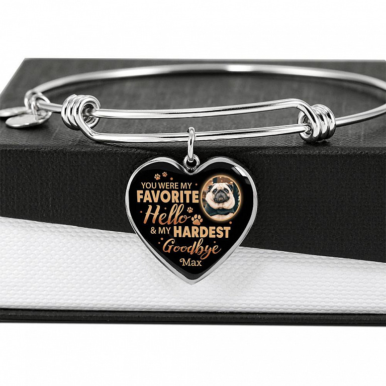 Personalized Photo You Were My Favorite Hello and My Hardest Goodbye Pet Memorial Heart Pendant Necklace