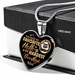 Personalized Photo You Were My Favorite Hello and My Hardest Goodbye Pet Memorial Heart Pendant Necklace