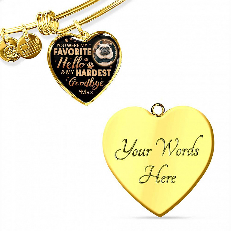 Personalized Photo You Were My Favorite Hello and My Hardest Goodbye Pet Memorial Heart Pendant Necklace