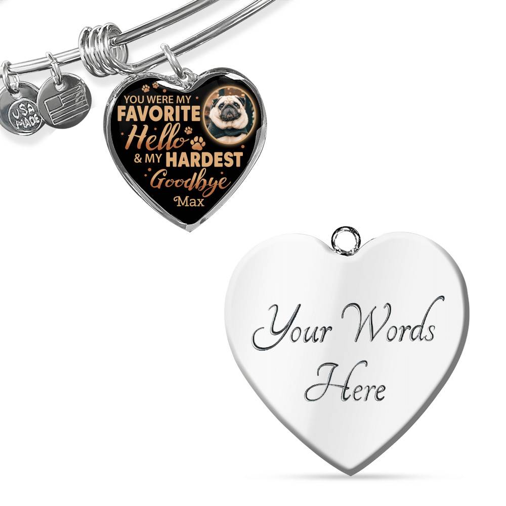 Personalized Photo You Were My Favorite Hello and My Hardest Goodbye Pet Memorial Heart Pendant Necklace Personalized Photo You Were My Favorite Hello and My Hardest Goodbye Pet Memorial Heart Pendant Necklace