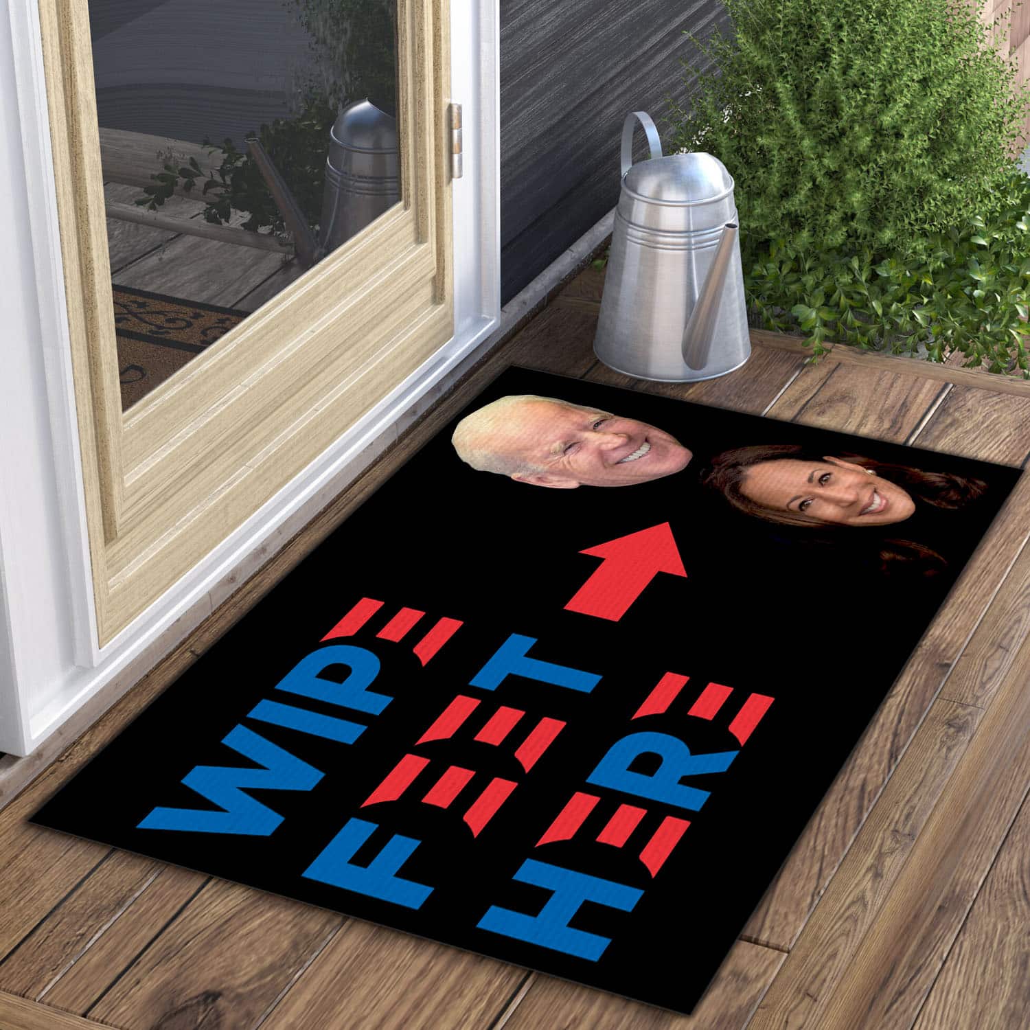 5VT. UU TIEN Wipe Feet Here Biden Kamala Doormat mockup 3