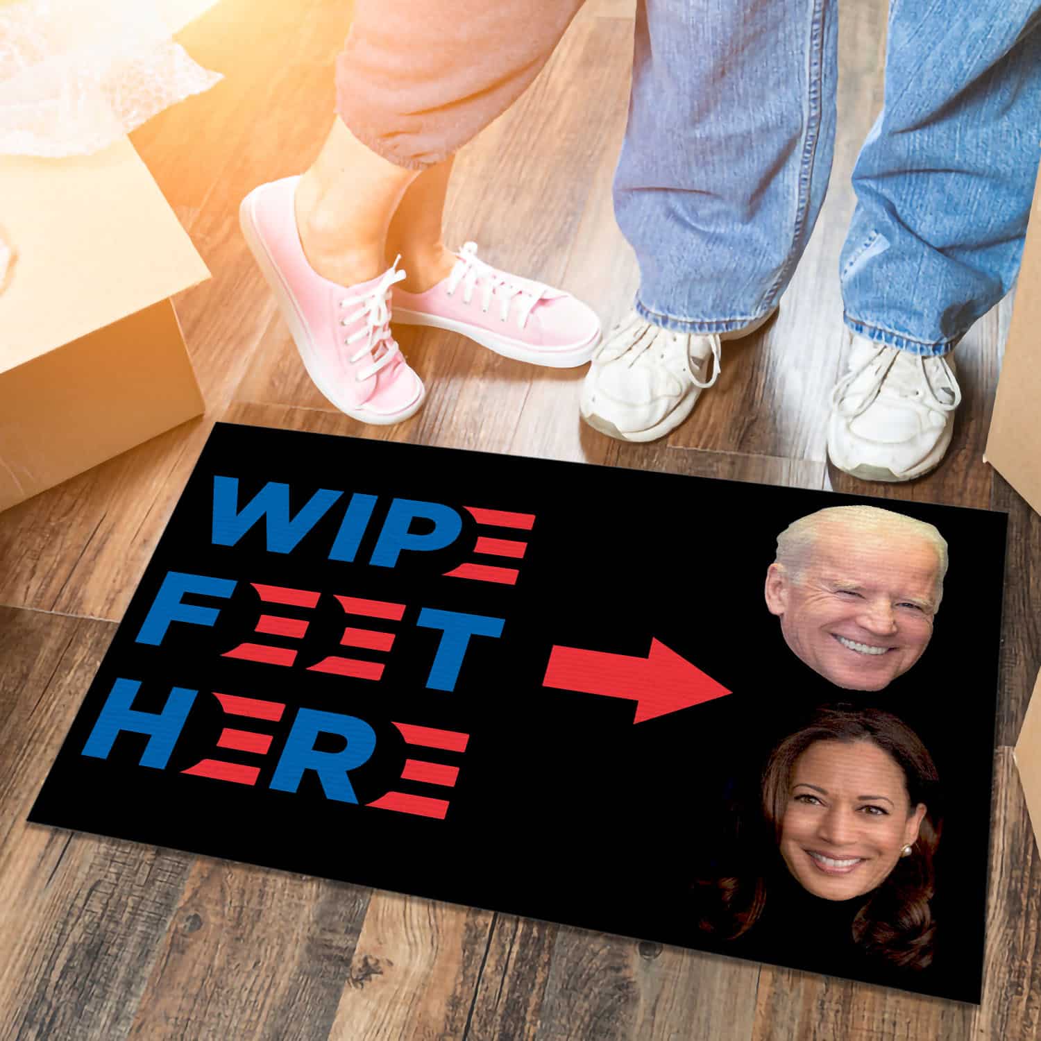 5VT. UU TIEN Wipe Feet Here Biden Kamala Doormat mockup 6