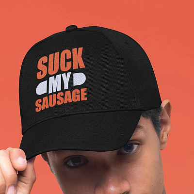 Suck My Sausage Funny Twill Cap - Snapback Hat - Trucker Hat