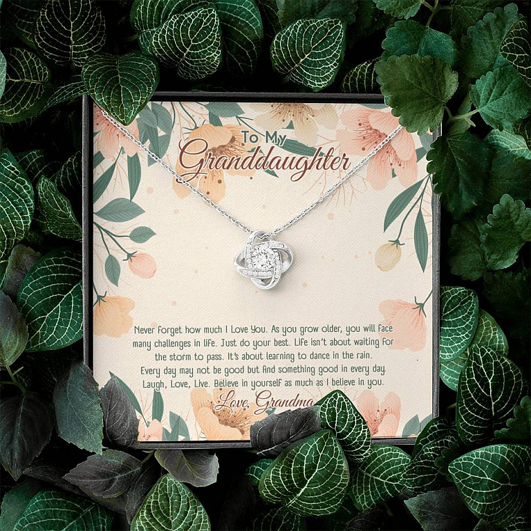 To My Granddaughter From Grandma Believe In Yourself As Much As I Believe In You Love Knot Necklace