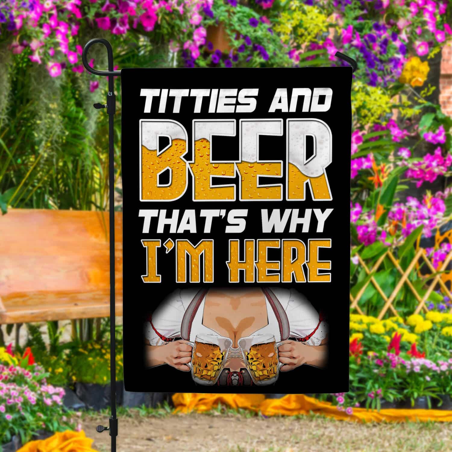 11TM. Titties And Beer 30x40 Garden Flag Mockup 4