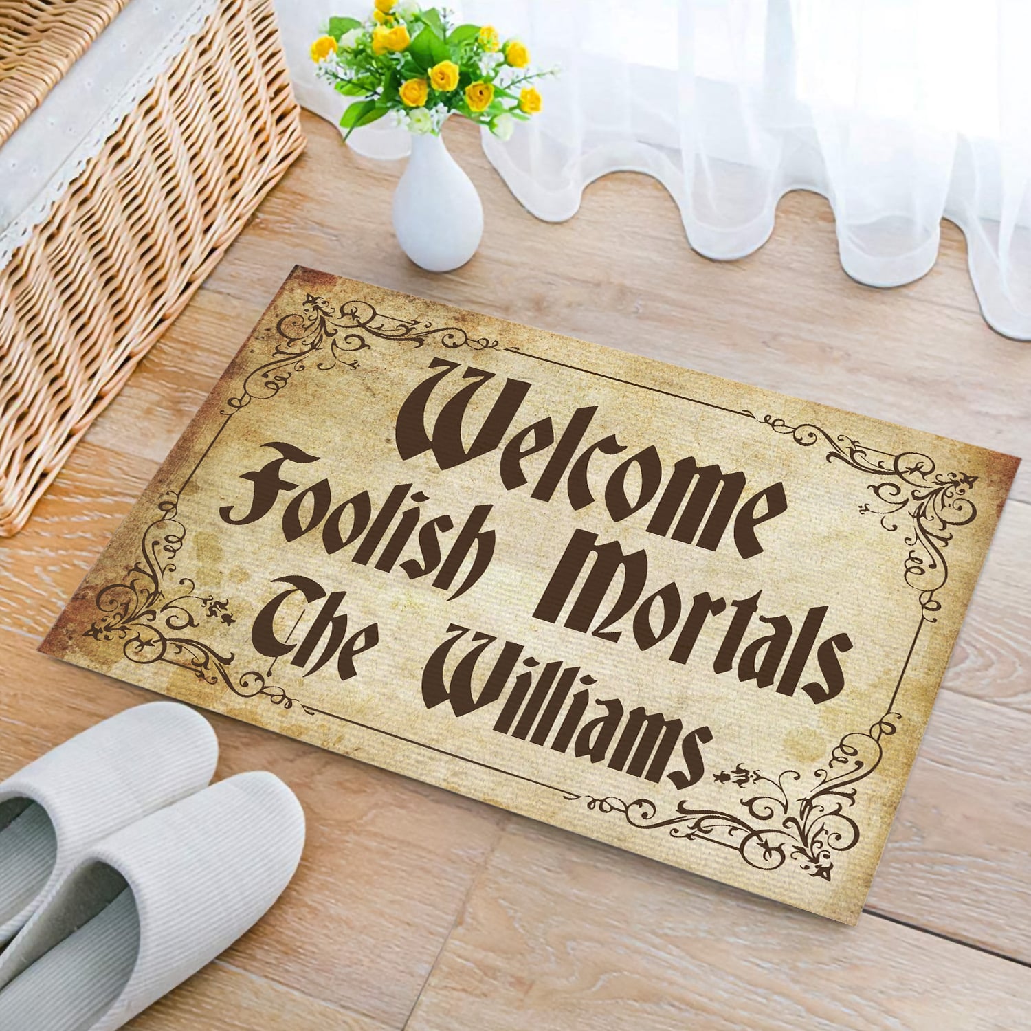 8MH. Foolish Mortals (Sample Design) Doormat mockup 2