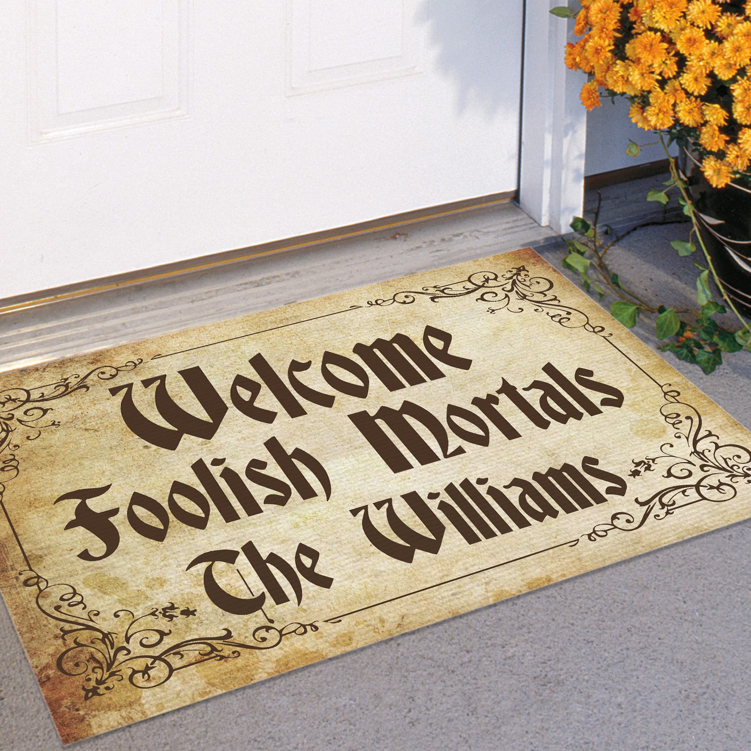 8MH. Foolish Mortals (Sample Design) Doormat mockup 11