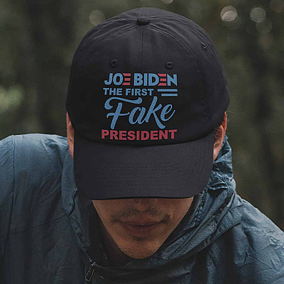 Joe Biden The First Fake President Twill Cap - Anti Joe Biden Snapback Hat