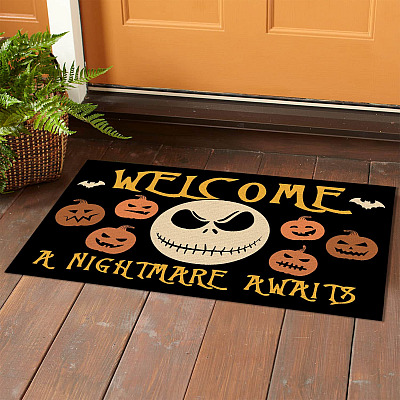 Alternative view of Jack Skellington Welcome A Nightmare Awaits Indoor Doormat - Nightmare Before Christmas Outdoor Door Mat