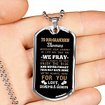 Personalized Name to Our Grandson Whenever Your Journey in Life May Take You Dog Tag Pendant Necklace