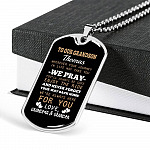 Personalized Name to Our Grandson Whenever Your Journey in Life May Take You Dog Tag Pendant Necklace
