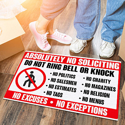 Absolutely No Soliciting Do Not Ring Bell Or Knock No Excuses No Exception Funny Indoor Outdoor Doormat