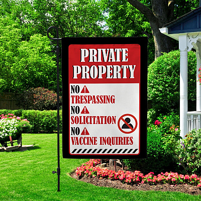 Alternative view of Private Property No Trespassing No Solicitation No Inquiries Garden Flag - House Flag