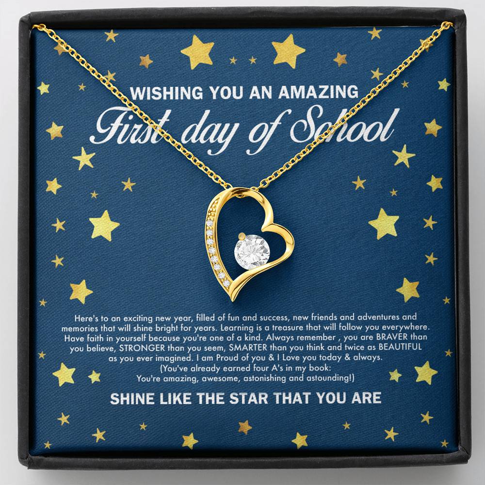 Wishing You an Amazing First Day of School Shine Like the Star Forever Love Pendant Back to School Necklace - Forever Love Necklace (18K Yellow Gold)