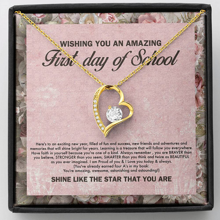 Wishing You an Amazing First Day of School You're Amazing Forever Love Pendant Back to School Necklace - Forever Love Necklace (18K Yellow Gold)