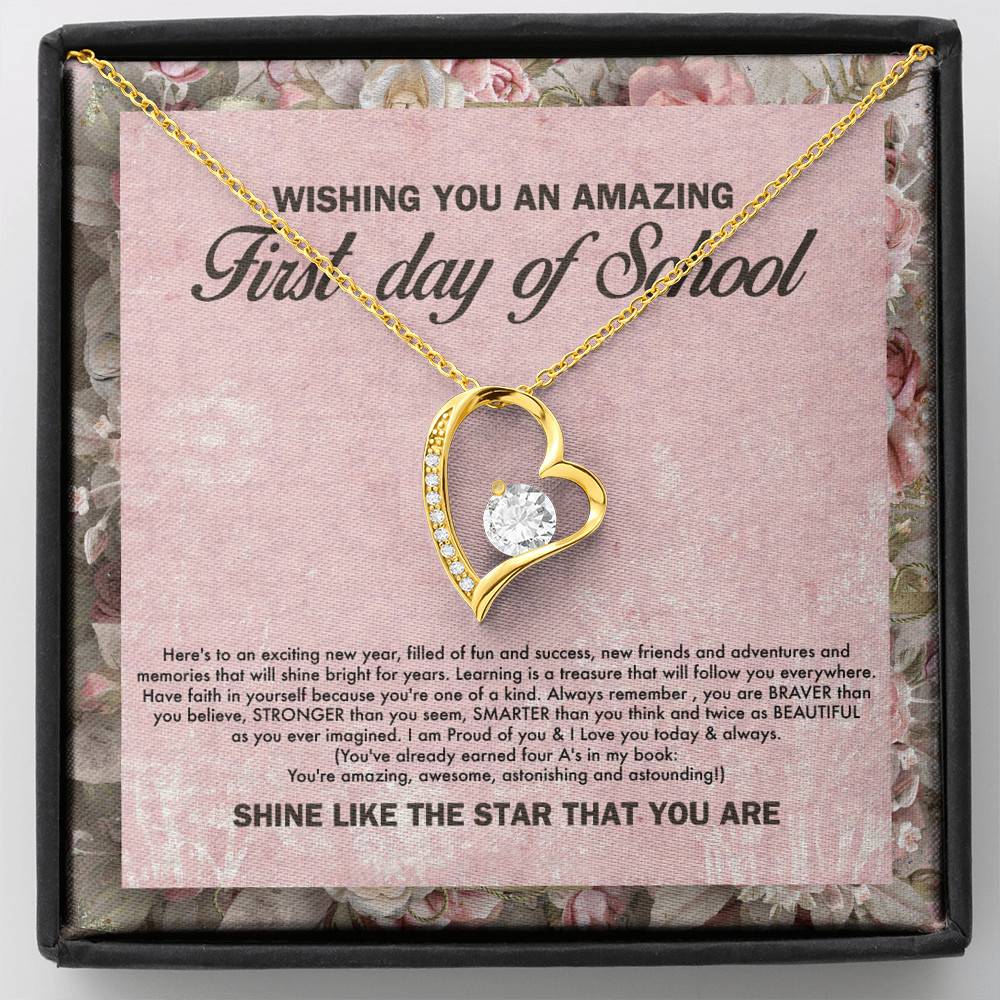 Wishing You an Amazing First Day of School You're Amazing Forever Love Pendant Back to School Necklace - Forever Love Necklace (18K Yellow Gold)