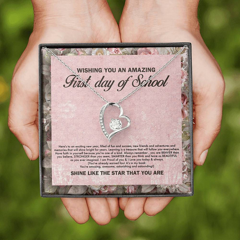 Wishing You an Amazing First Day of School You're Amazing Forever Love Pendant Back to School Necklace