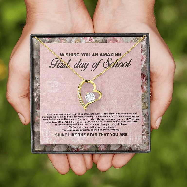 Wishing You an Amazing First Day of School You're Amazing Forever Love Pendant Back to School Necklace