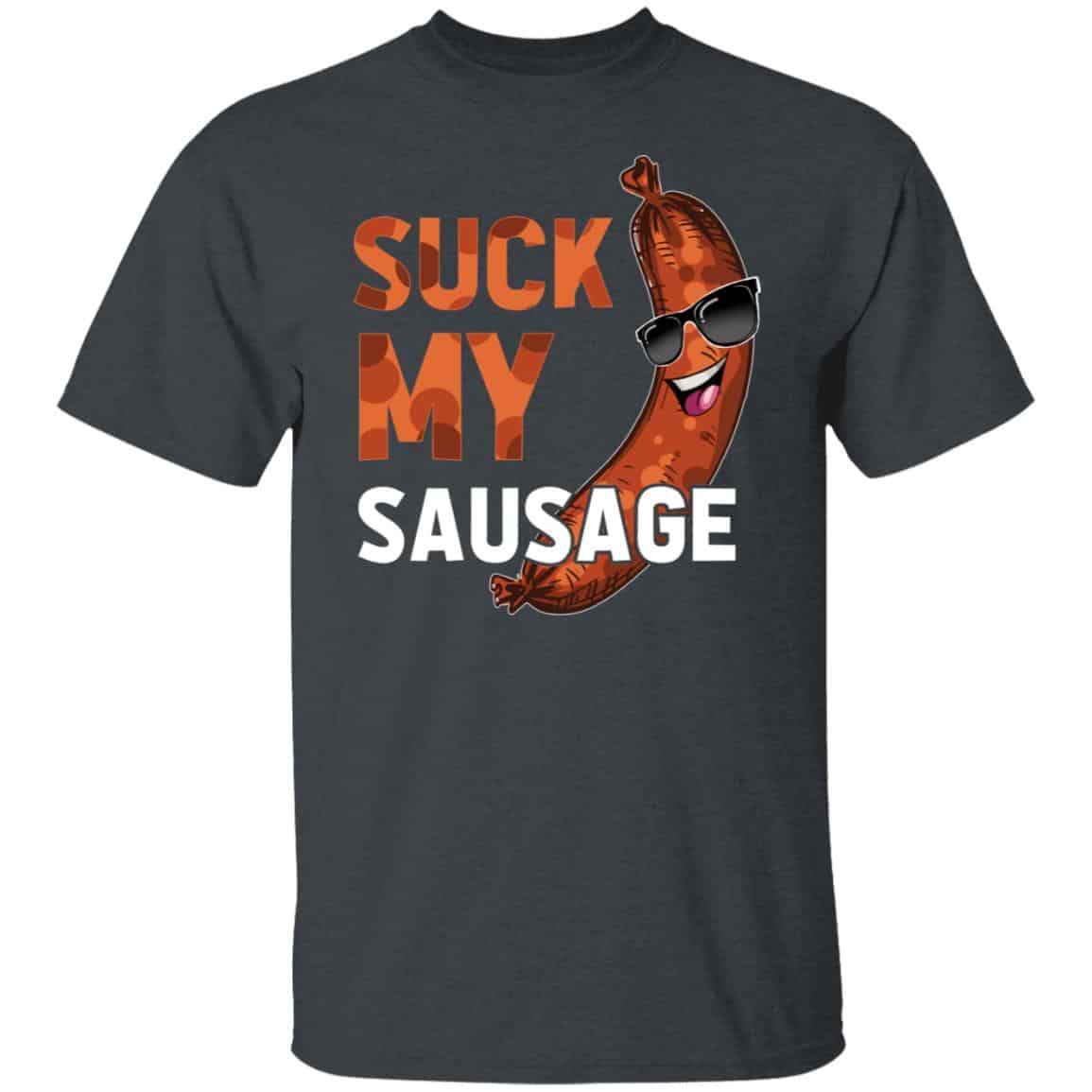 【FULL OF SSUN】Ketchup! Joke Shirts (Black) R6038 Suc-k My Sausage Retro Vintage T-Shirt - Funny Mens Jokes