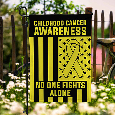 Alternative view of Childhood Cancer Awareness American Garden Flag - Childhood Cancer Support House Flag - Wall Flag
