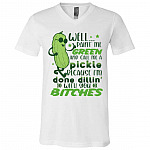 pickle t, White, V-Neck T-Shirt