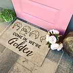 4KT. Come In, We're Golden Doormat mockup 4