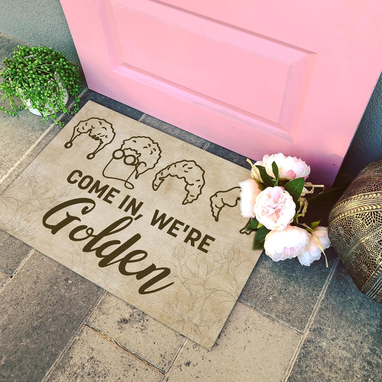 4KT. Come In, We're Golden Doormat mockup 4