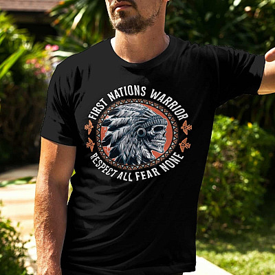 Alternative view of First Nations Warrior Respect All Fear None Native American T-Shirt