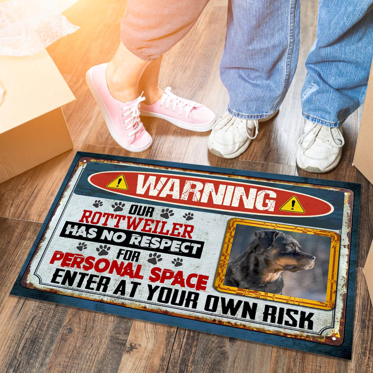 6VT. Warning Our Dogs No Respect(Sample Design) Doormat mockup 6