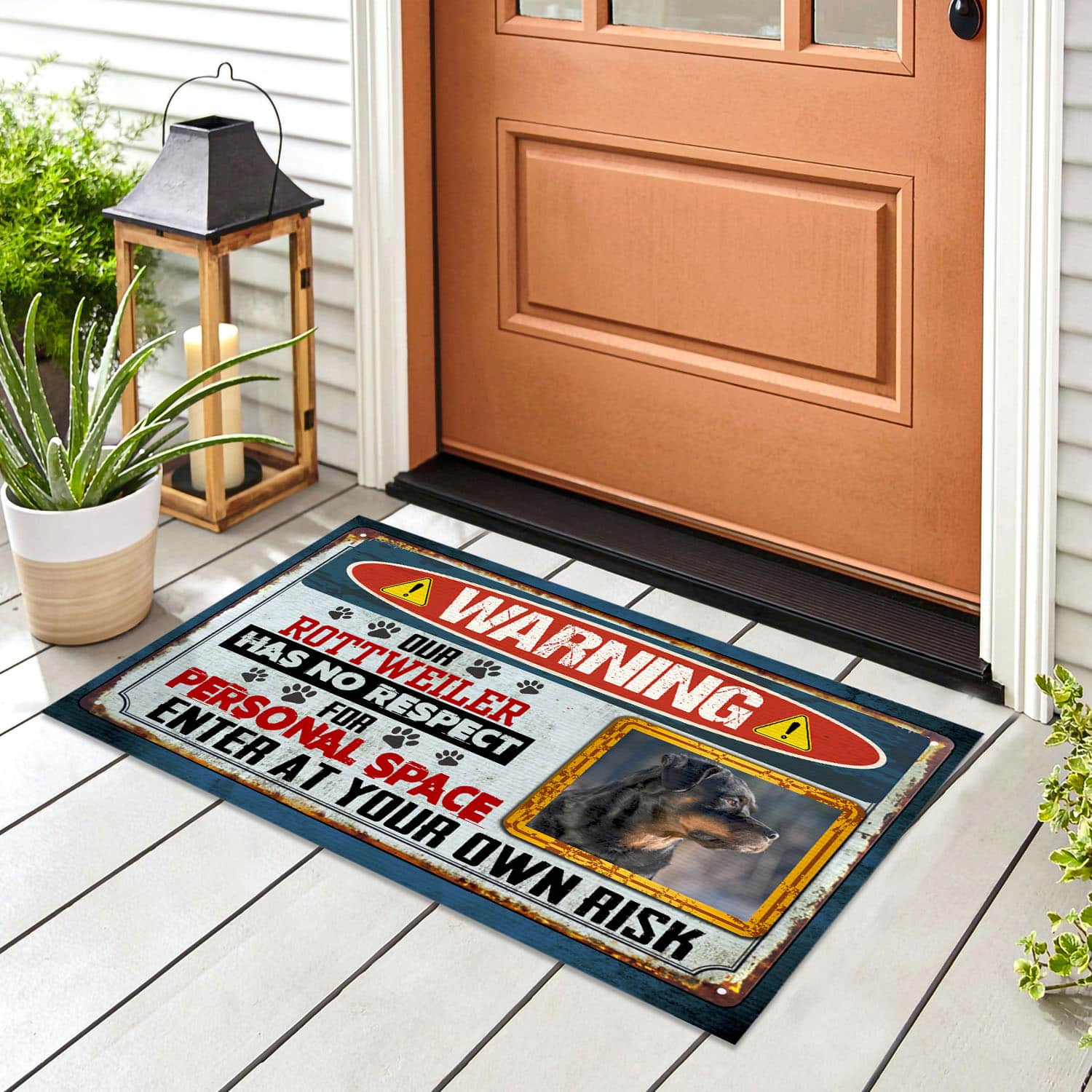6VT. Warning Our Dogs No Respect(Sample Design) Doormat mockup 8