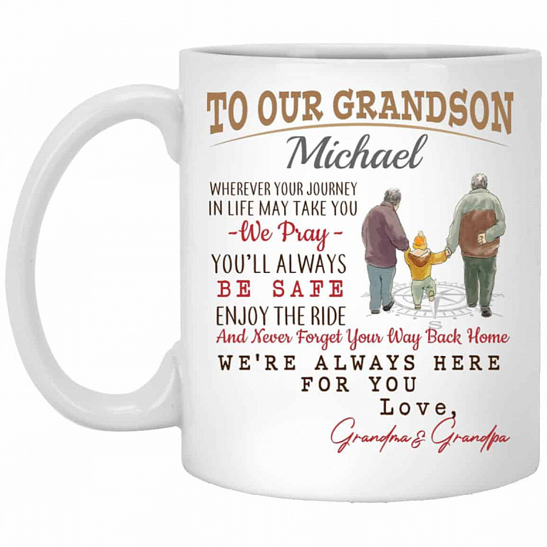 Personalized Grandson, White, 11 oz. White Mug