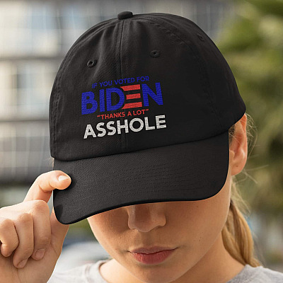 Alternative view of If You Voted for Biden Thanks A Lot Asshole Twill Cap - High-Profile Snapback Hat